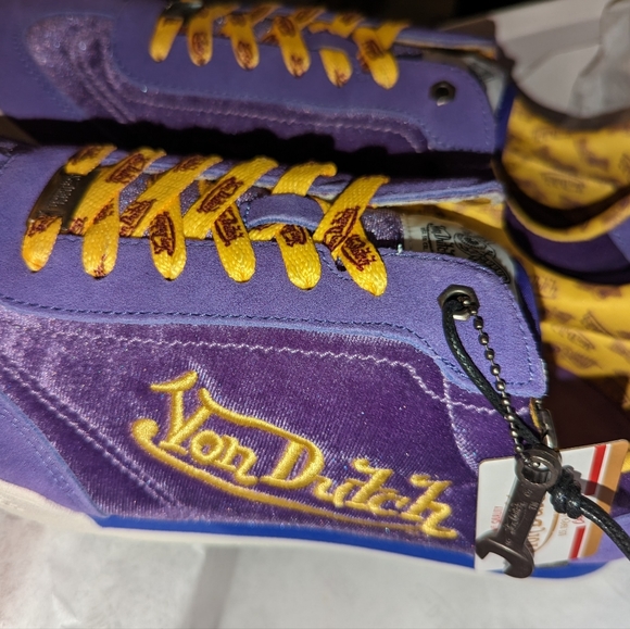 RARE Von Dutch LAKERS Purple Vintage VELVET Sneakers Lakeshow NBA HOLIDAY Gift - Picture 9 of 12